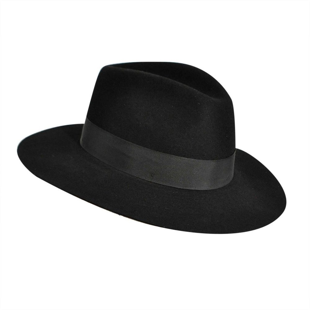 Pantropic Taylor LiteFelt Wide Brim Black Fedora Size S